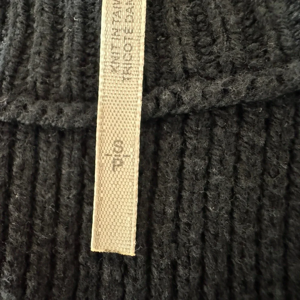 Free People Womens Small Sweater‎ Ribbed Knit Oversized Pullover Black Crew Neck